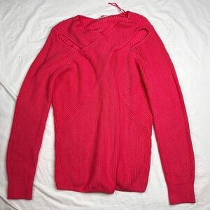 COS Sweater Womens Pink Chunky Knit Cross Keyhole Pullover M A030824
